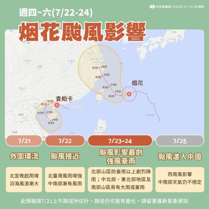 【公告】烟花颱風逼近台灣的第1張圖片